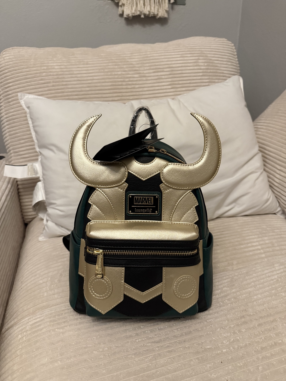 Marvel Loungefly Loki Horned Mini Backpack - Green & Gold